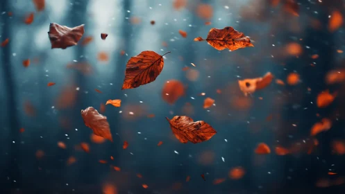 Whirling autumn leaves sketch copper music across dusk air