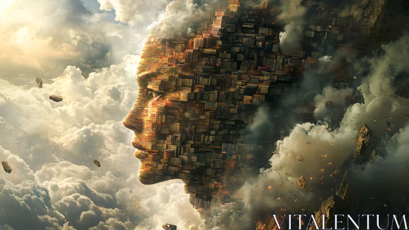 Colossal city-face emerges through storm-wreathed clouds