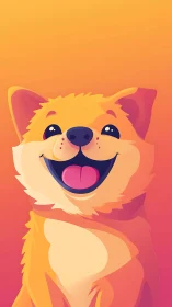 Cartoon Shiba Inu dog illustration shows bright smiling face