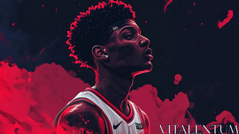 Rising courtside dreamer in bold red and midnight light.