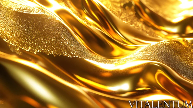 Shimmering Waves of Golden Silk in Abstract Luxury Art Style.