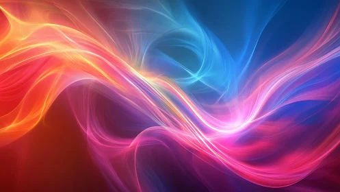 Colorful flowing light waves in abstract digital art.