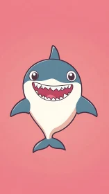 Cartoon shark mascot with flat shading on coral gradient