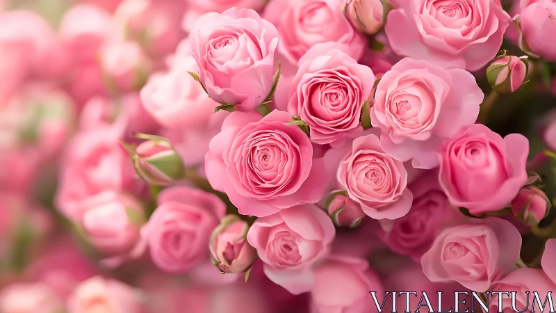 Blooming Pink Garden: Layered Rose Clusters in Soft Focus.