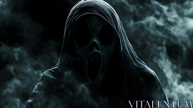 Hooded wraith entity emerging through swirling spectral fog.