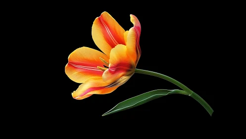 Golden Tulip Strikes Dramatic Pose Against Midnight Canvas