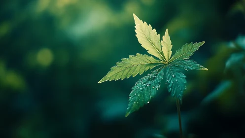 Morning-lit twin leaves trade secrets with lingering dew