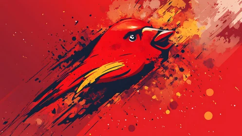 Vector-splatter cardinal head with dynamic chromatic motion field.