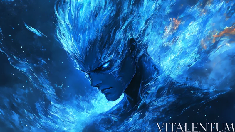 Luminescent blue flame entity rendered in dynamic profile view