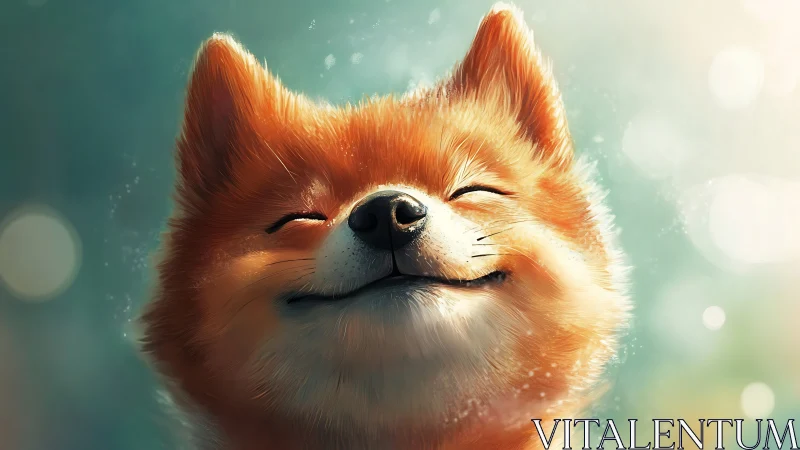 Sunlit fox smiles softly with pure, carefree delight