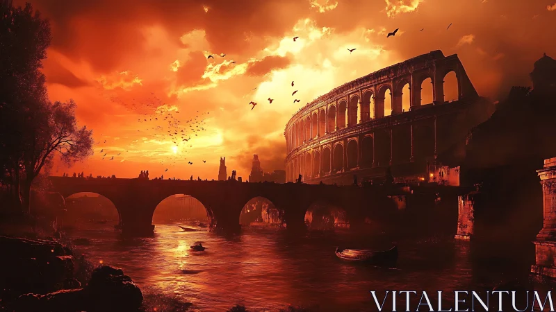 Emberlit Colosseum Dream Above a River of Molten Dusk.