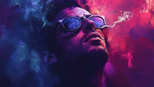 Neon daydream drifts from mirrored lenses into cosmic haze