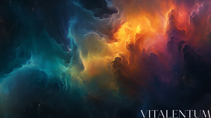 Spectral bipolar nebula cloudscape with high dynamic range color