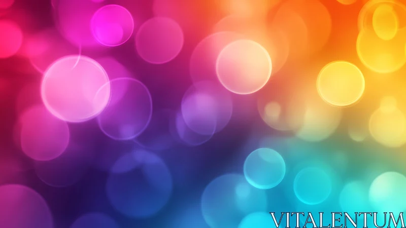 Multicolor bokeh light circles on soft blurred gradient background.