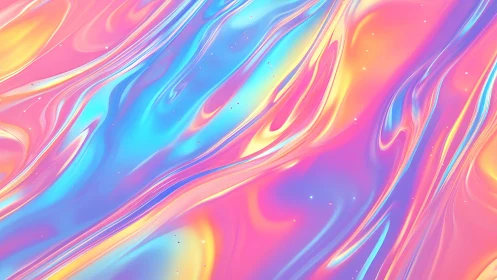 Iridescent gradient flow with fluid holographic surface design.
