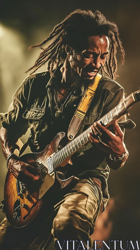 Guitar-scorched spotlight carves a soulful riff through smoke