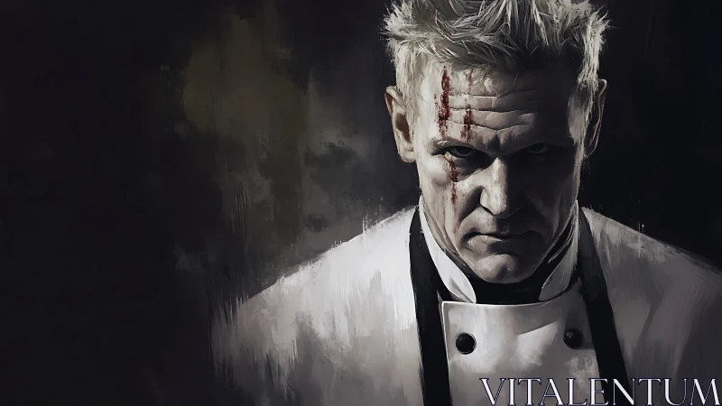 Storm-eyed battle chef stalks the shadows of his kitchen.