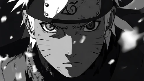 Intense ninja portrait channels stormlike determination