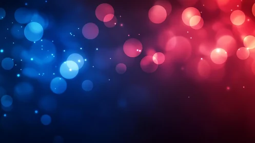 Vibrant Blue and Red Bokeh Abstract Light Background Design.