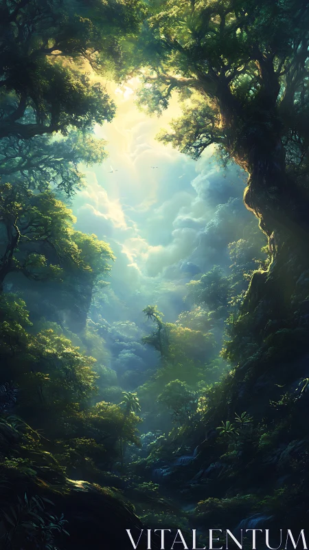 Luminous Cathedral Where Sky Breathes Through Ancient Trees