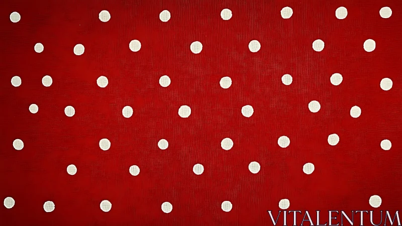 White polka dots align across saturated red textile field