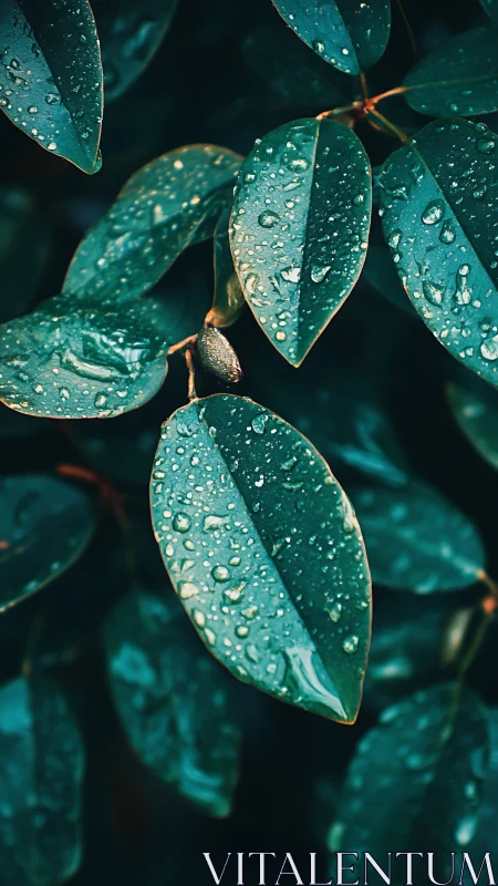 Rain-kissed green leaves offering a quiet, soothing pause.