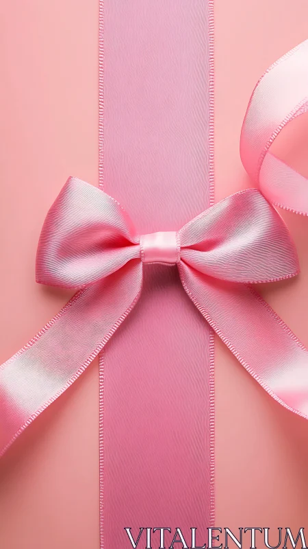 Pink Silk Bow on Gradient Background.