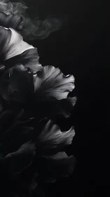 Monochrome Petals Unfold: A Delicate Dance in Darkness.