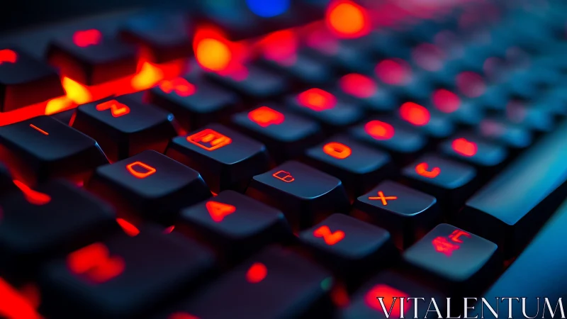 RGB gaming keyboard glows with vivid red backlighting