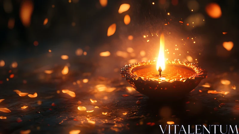 Solitary Flame: A Luminous Spirit's Journey Through Golden Darkness.