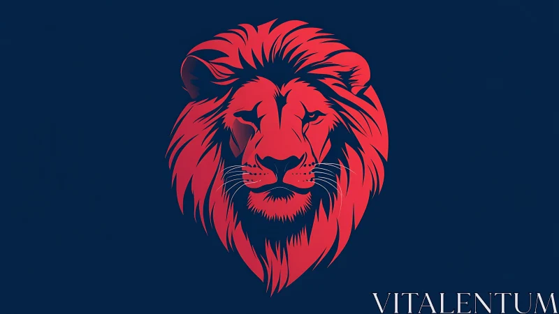 Scarlet lion emblem blazing against midnight navy void.