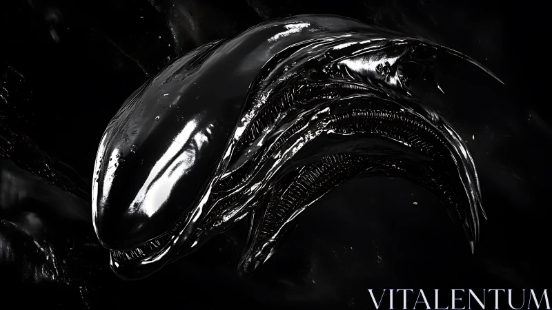 Gleaming alien creature wrapped in inky, mysterious light.