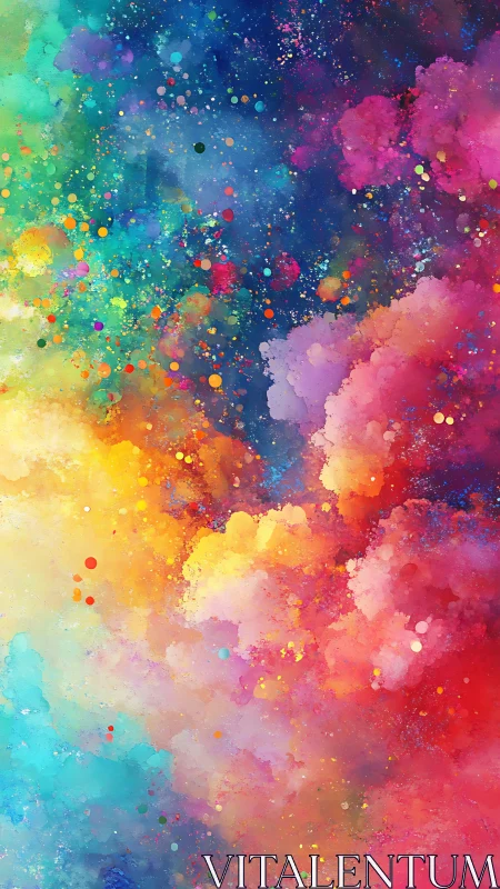 Vibrant multicolor abstract cloudscape with scattered dots.