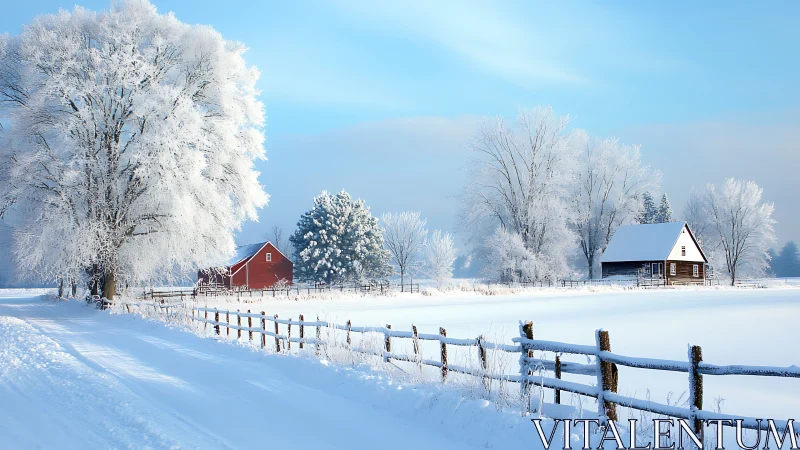 Quiet winter farmhouse wrapped in soft morning light.