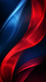 Flowing red and blue light ribbons create dynamic contrast