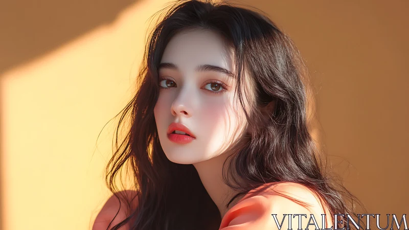 Soft sunlight portrait of a daydreaming young woman.