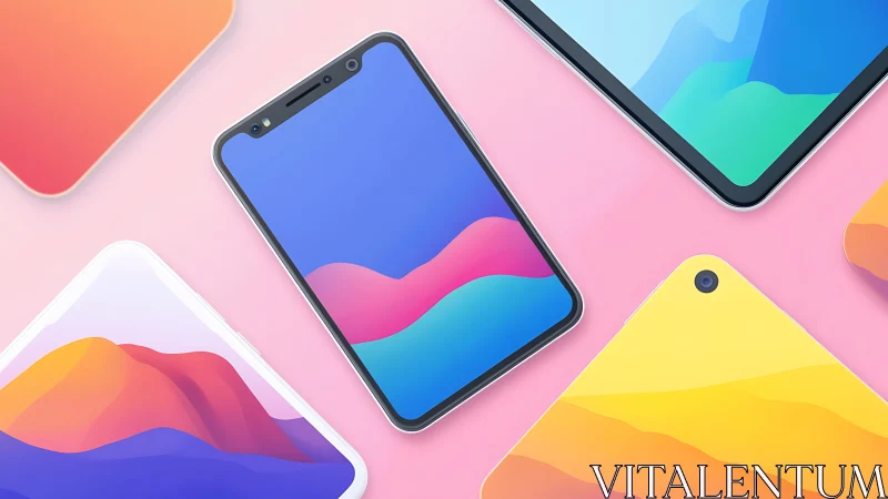 Vibrant Smartphones Display Colorful Gradient Wallpapers.