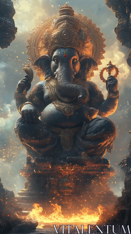 Molten dusk crowns the radiant elephantine guardian deity