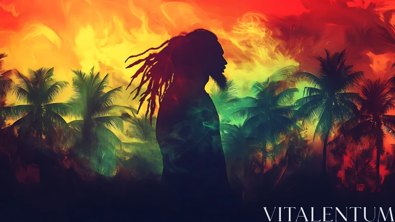 Sunlit island silhouette celebrates calm against blazing sky