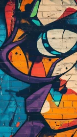 Chromatic vector graffiti stratified on urban brick substrate.