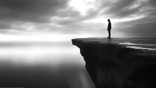 Quiet edge of the world, one thoughtful figure watching on.