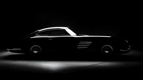 Classic coupe silhouette glows under dramatic studio lighting