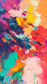 Multicolored abstract paint swirls form dense layered texture