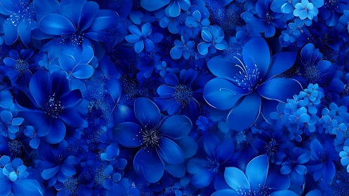Deep Blue Floral Composition with Layered Petals.