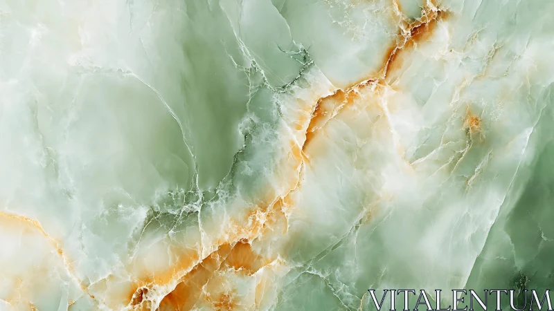 Elegant green onyx marble texture with orange veining, modern abstract.