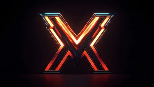 Futuristic glowing letter X with neon orange lighting effect.