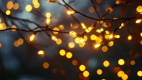 Golden string lights glow softly against a dreamy night
