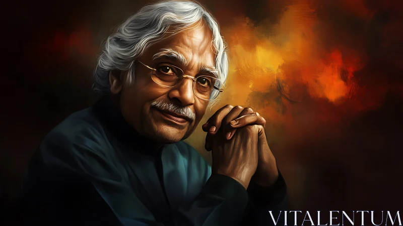 Warmly lit elder with kind eyes and thoughtful presence.