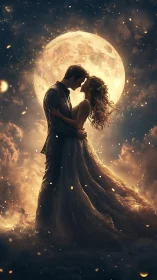Celestial Embrace Beneath Luna's Golden Glow.