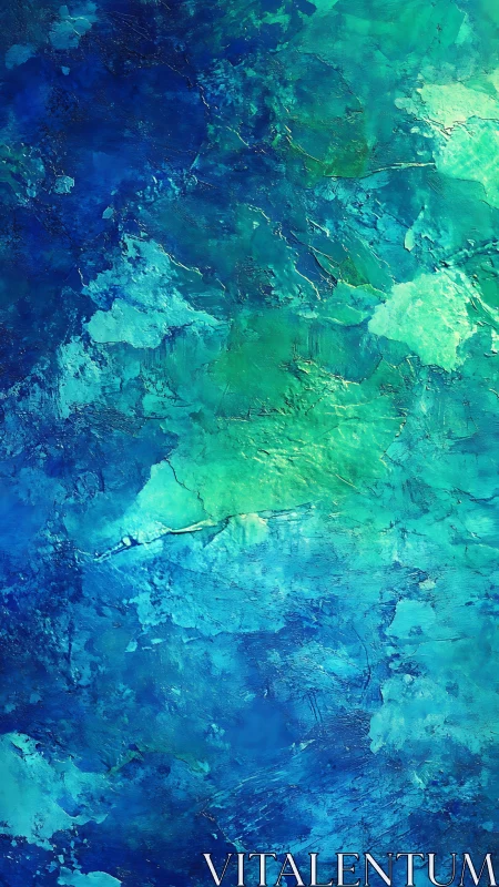 Oceanic teal and blue textures flow in abstract harmony.